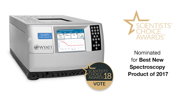 DynaPro Plate Reader Nominated Best New Spectroscopy Product of 2017