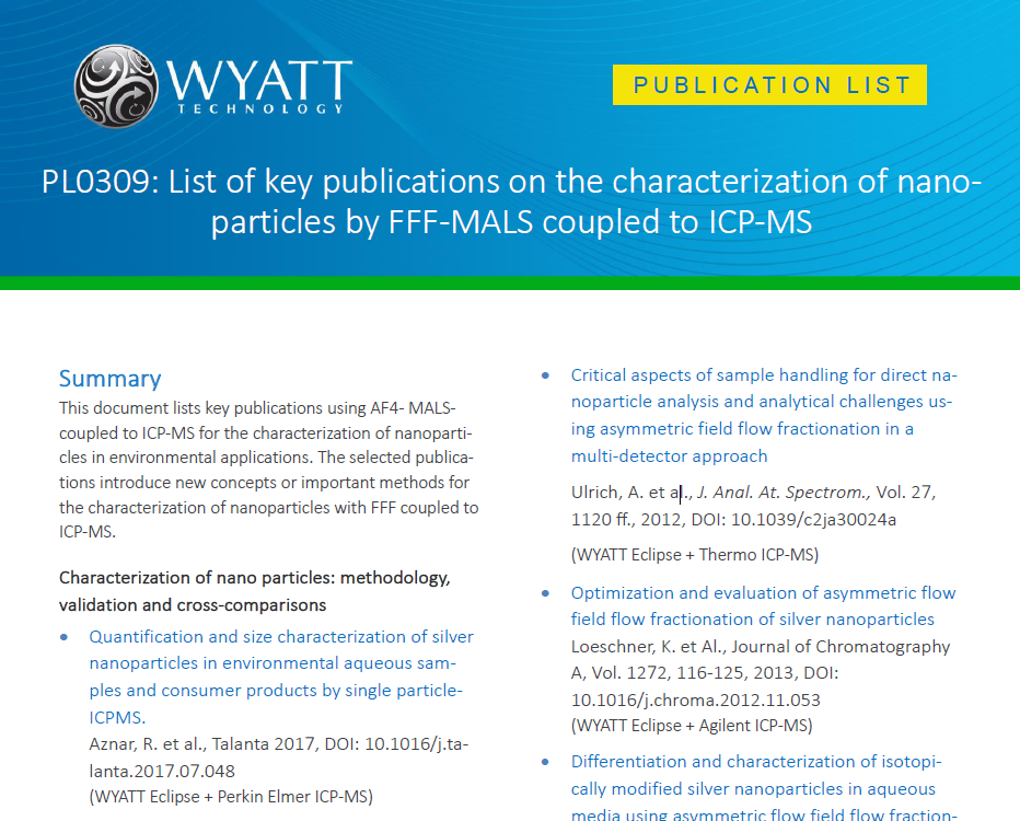 AF4 Nanoparticle Publications